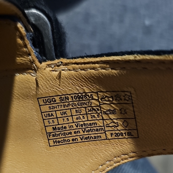 UGG Le Fluff Black Fuzzy Platform Sandals Summer Women Size 9.5 Casual Beach - Picture 3 of 13